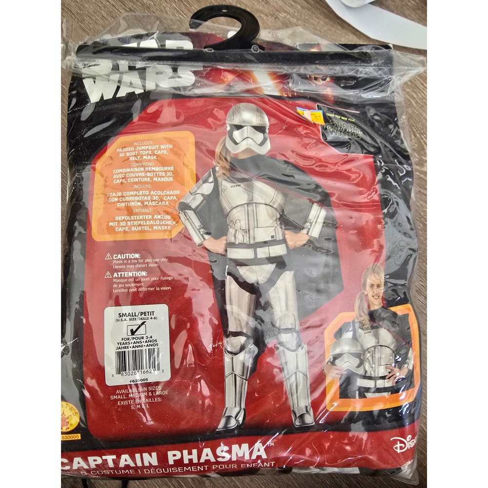 Star Wars Captain Phasma Costume Kids Small 4-6 Padded Jumpsuit Cape Mask 630005